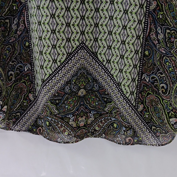 Belle By Kim Gravel Blouse Women's Size Large Green Paisley - Picture 10 of 14